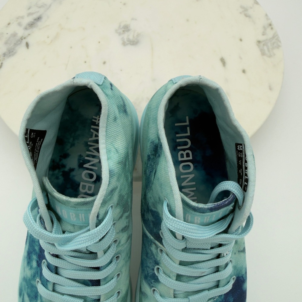 NoBull Canvas Mid Trainers Womens 7 Blue Aqua Tie Dye High Top‎ Training Shoes - Picture 9 of 11